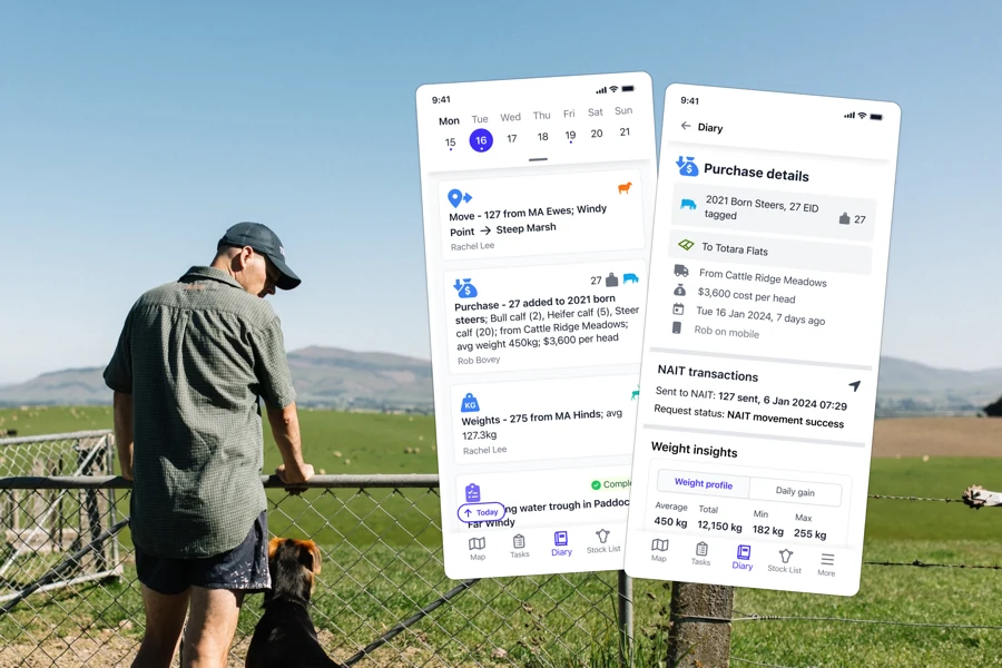 Farmer using FarmIQ in the field